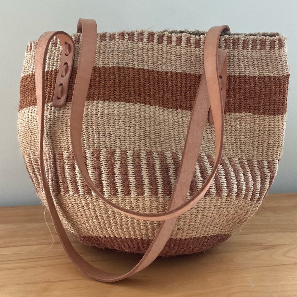 Jenna Bee Peach Sisal Basket Bag